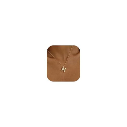 Ewrkbrㅤ Initial Necklaces for Women, 14k Gold Plated Bubble Letter Necklace Chunky Gold Necklace Dainty Charm Initial Necklaces for Women Trendy Custom Preppy Stocking Stuff Necklace Christmas Gifts - color: Gold, style: M