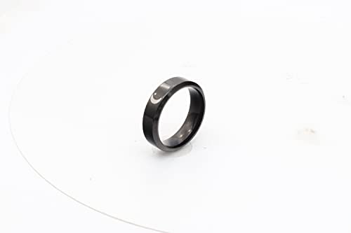 2Pcs Sun and Moon Couple Matching Rings for Women Men Stainless Steel Black Couple Promise Wedding Bands Ring(Size 6-10) - size: 7
