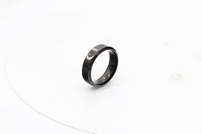 2Pcs Sun and Moon Couple Matching Rings for Women Men Stainless Steel Black Couple Promise Wedding Bands Ring(Size 6-10) - size: 9