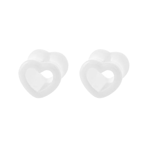 Acrylic Hollow Heart Double Flared Ear Tunnels Plugs Gauge Expander Stretching Earrings for Women Love Piercing Body Fashion Y2K Jewerly for Her Bff - color: White, size: 0g(8mm)