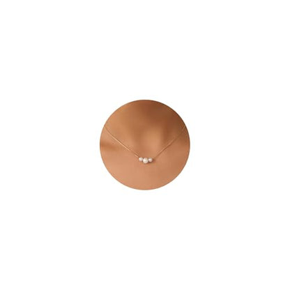 Pearl Necklace for Women, Dainty Pearls Choker Necklace for Women 14K Gold Plated Layered Pendant Necklace Handmade Gold Chain Necklace Everyday Jewelry Gift - color: Three Pearls