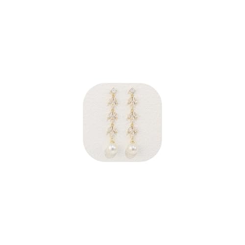 Crysdue Simulated Pearl Earrings for Women, Dainty Silver/Gold/Rose Gold Plated Cubic Zirconia Drop Dangle Earrings Wedding Jewelry for Bride Bridesmaid - style: D_CZ+pearl, silver