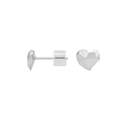 RENAIZ Dainty Lightweight Hoop & Stud Earrings for Women – 14K Gold Plated & Rhodium Plated, Minimalist Geometric Hypoallergenic Jewelry, Tiny Dainty Everyday Studs and Hoops - color: White Gold, style: Heart
