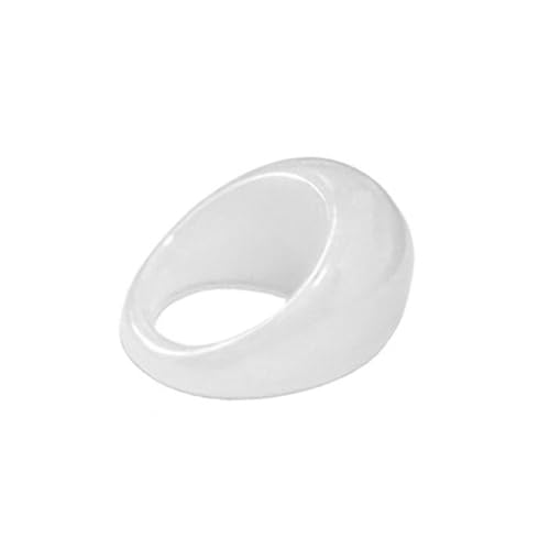 Y2k Colorful Chunky Resin Acrylic Thick Wide Dome Plastic Exaggerated Aesthetic Knuckle Rings for Women Vintage Minimalist Finger Joint Funny Cute Statement Jewelry - color: white