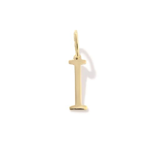 14K Solid Gold Initial Letter Charm Pendant for Women - Personalized Block Letter Add On Charm (A to Z All Letters) - color: I