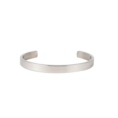Stainless Steel Open Bangle Bracelet for Women 6mm/8mm Fashion Adjustable Wristband - color: B-Silver, size: 8mm