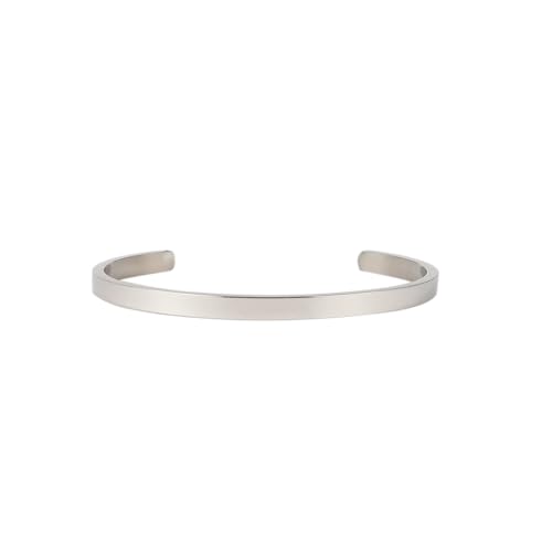 Stainless Steel Open Bangle Bracelet for Women 6mm/8mm Fashion Adjustable Wristband - color: B-Silver, size: 6mm