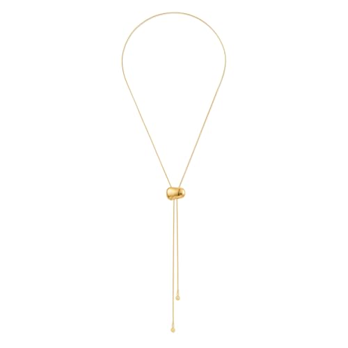 Gold Y Lariat Necklace for Women Adjustable Long Slide Necklace Modern Bohemian Jewelry Gift - color: Gold Bean