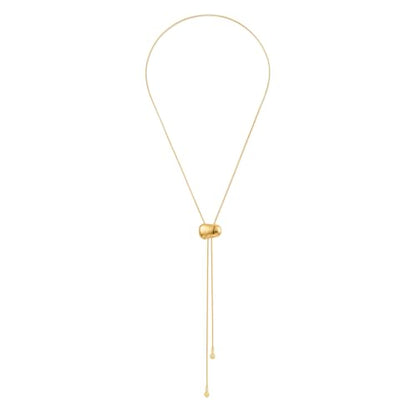 Gold Y Lariat Necklace for Women Adjustable Long Slide Necklace Modern Bohemian Jewelry Gift - color: Gold Bean