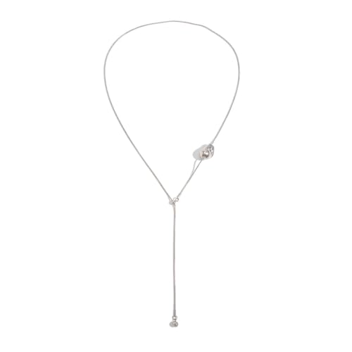 Minimalism Long Chain Y-necklace for Women Fashion Irregular Pendant Adjustable Statement Collarbone Necklace Simple Sweater Chain Holiday Jewelry Gifts - color: Silver