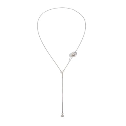 Minimalism Long Chain Y-necklace for Women Fashion Irregular Pendant Adjustable Statement Collarbone Necklace Simple Sweater Chain Holiday Jewelry Gifts - color: Silver