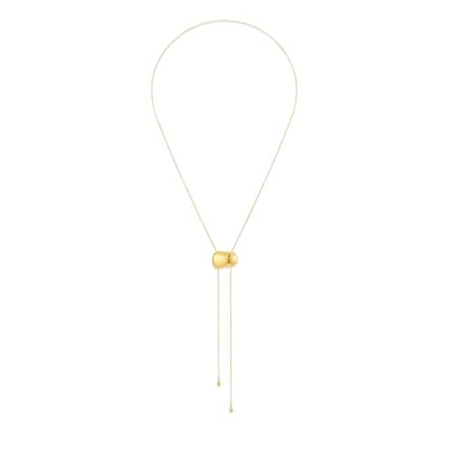 YUJIE Long Gold Y Necklace for Women - Adjustable Lariat Pendant Snake Chain, 14K Gold Plated Dainty Teardrop Necklace for Trendy & Formal Wear - color: pebble