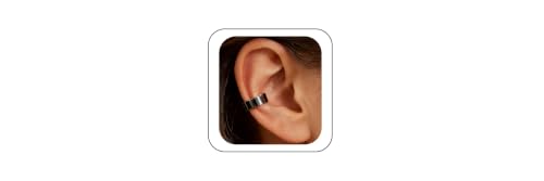 Gothic Clip On Ear Cuff Stainless Steel No Piercing Helix Cartilage | Hypoallergenic,Non Piercing Helix Cartilage,Gold Silver,Fake Earring,Lightweight,Punk Gothic Jewelry Gift Women Men - color: L1-Minimalist Design Black 1
