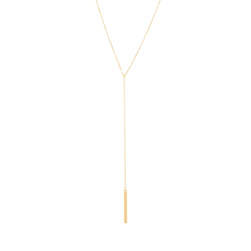 S.J JEWELRY Womens Handmade CZ Simple Delicate 14K Gold Plated/Rose Gold Plated/Silver Plated Lariat Simple Baton Adjustable Y Necklace - color: Y-1-Baton