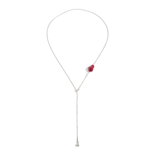 Minimalism Long Chain Y-necklace for Women Fashion Irregular Pendant Adjustable Statement Collarbone Necklace Simple Sweater Chain Holiday Jewelry Gifts - color: Red
