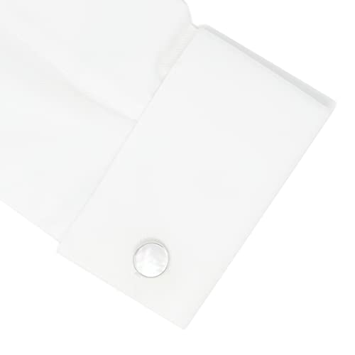 Mother Of Pearl Cufflinks With Box Men Classic White Stone Cuff Links Wedding Groom Gift - style: Round B