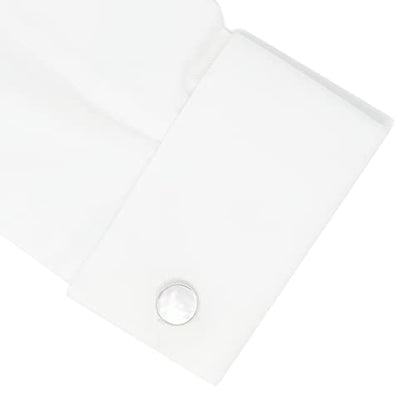 Mother Of Pearl Cufflinks With Box Men Classic White Stone Cuff Links Wedding Groom Gift - style: Round B