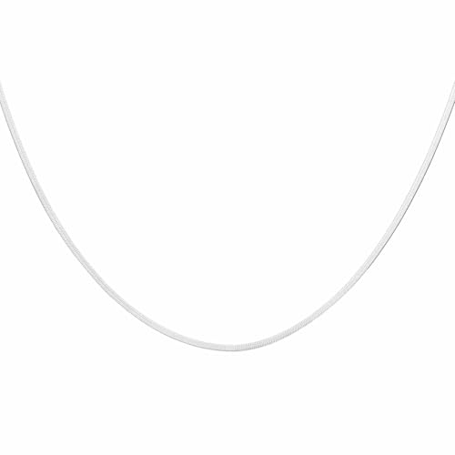 HARFINGTON Herringbone Necklaces Stainless Steel Snake Chain Necklace Adjustable Flat Chain for Jewelry Gift - color: Silver, size: 20" x 0.08"