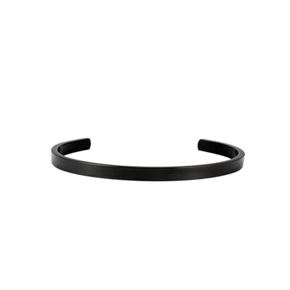 Stainless Steel Open Bangle Bracelet for Women 6mm/8mm Fashion Adjustable Wristband - color: D-Black, size: 6mm
