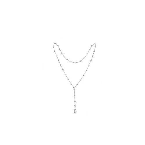 Long Pearl Bead Back Chain Necklace for Backless Dress Bridal Wedding Pearl Backdrop Festival Body Chain Jewelry for Women - color: Silver