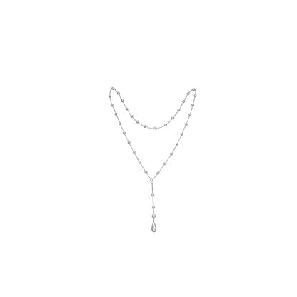 Long Pearl Bead Back Chain Necklace for Backless Dress Bridal Wedding Pearl Backdrop Festival Body Chain Jewelry for Women - color: Silver