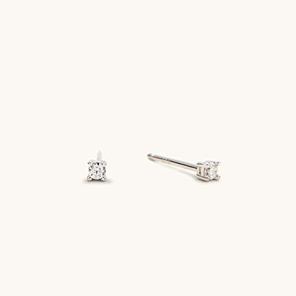 925 Sterling Silver 4 Prong Cubic Zirconia Stud Earrings for Women, Hypoallergenic, Sizes 2mm-6mm - color: Silver, size: 2mm