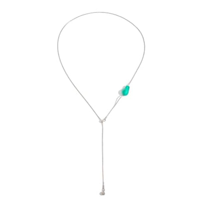 Minimalism Long Chain Y-necklace for Women Fashion Irregular Pendant Adjustable Statement Collarbone Necklace Simple Sweater Chain Holiday Jewelry Gifts - color: Green