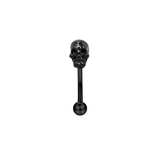 16G Black Skull Eyebrow Piercing Jewelry Surgical Steel Eyebrow Curved Barbell Ring Internal Thread Daith Rook Earrings Rook Halloween Jewelry for Women Men