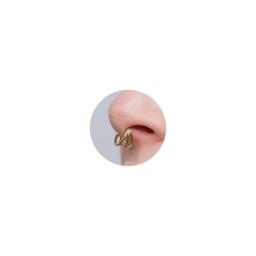 16G Septum Ring Hinged Septum Clicker Nose Ring Septum Piercing Jewelry - color: Triple-gold, size: 10mm