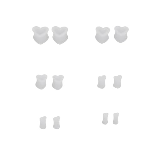 Heart Silicone Ear Tunnel Plugs Gauges Expanders Hollow Flexible Soft Tunnels Kit Stretcher Earrings Fashion Lobe Piercing Body Jewelry for Women Her 6 Pairs Set - color: Clear, size: 4mm-12mm