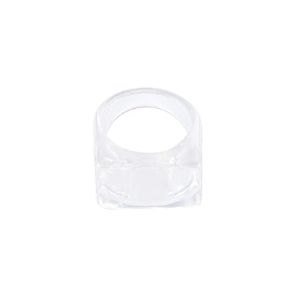 Colorful Transparent Resin Rings Finger Rings,Geometry Rings Set Candy Color Marbling Thumb Rings(Transparent) - color: Transparent