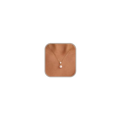 Pearl Necklaces for Women,Dainty Gold Pendant Necklaces Waterproof Jewelry | 14K Gold Plated Pearl Necklaces,Dainty Elegant Wedding Necklace,Small Cute Adjustable Minimalist Necklace,Non Tarnish Jewelry - color: GOLD-17