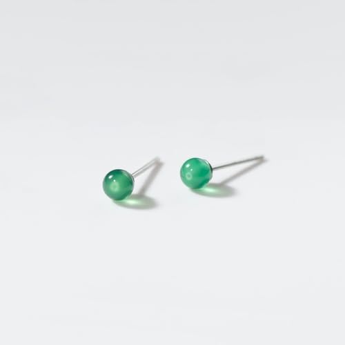 4mm Round Crystal Ball Stud Cartilage Earrings for Women 925 Sterling Silver Tiny Cute Artificial Birthstone 18g Tragus Post Hypoallergenic Piercing Ear Jewelry - color: Green
