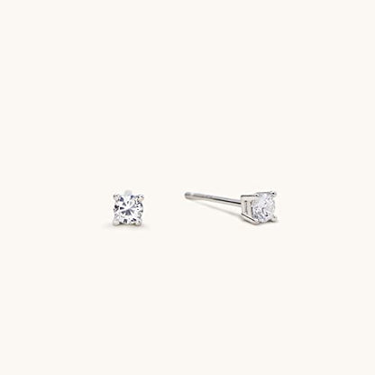 925 Sterling Silver 4 Prong Cubic Zirconia Stud Earrings for Women, Hypoallergenic, Sizes 2mm-6mm - color: Silver, size: 3mm