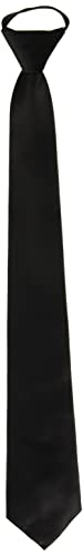 Vesuvio Napoli PreTied Men's Necktie Solid Color Mens Adjustable Zipper Neck Tie - color: Black