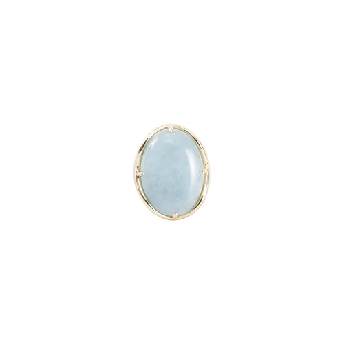 Natural Stone Adjustable Finger Rings Semi Precious Oval Shaped Gemstone Jewelry For Women Anniversary Birthday Wedding Gift - color: Blue Aquamarine