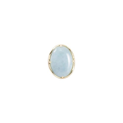 Natural Stone Adjustable Finger Rings Semi Precious Oval Shaped Gemstone Jewelry For Women Anniversary Birthday Wedding Gift - color: Blue Aquamarine