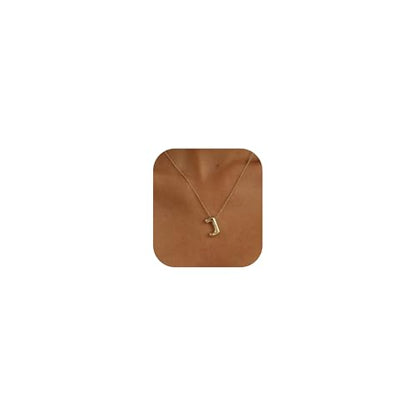Ewrkbrㅤ Initial Necklaces for Women, 14k Gold Plated Bubble Letter Necklace Chunky Gold Necklace Dainty Charm Initial Necklaces for Women Trendy Custom Preppy Stocking Stuff Necklace Christmas Gifts - color: Gold, style: J