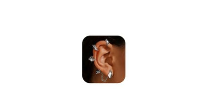 Gothic Clip On Ear Cuff Stainless Steel No Piercing Helix Cartilage | Hypoallergenic,Non Piercing Helix Cartilage,Gold Silver,Fake Earring,Lightweight,Punk Gothic Jewelry Gift Women Men - color: K1-Dragon Claw 1 Silver