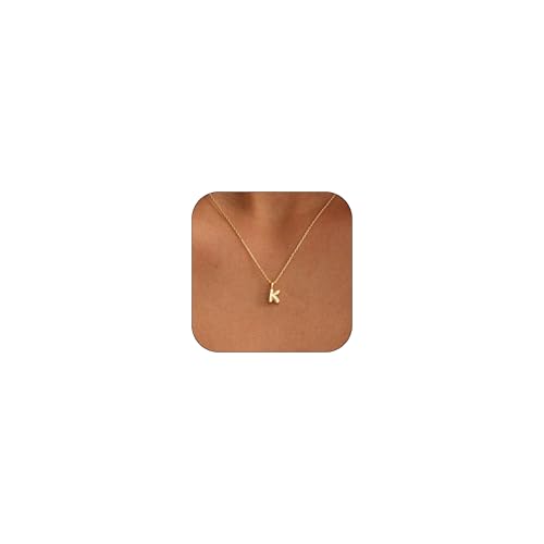 Initial Necklaces For Women, Dainty Gold Bubble Initial Necklace 14K Gold Plated Letter For Women Trendy Cute Name Custom Necklace Non Tarnish Personalized Necklaces Waterproof Jewelry Preppy Stuff - color: gold-K