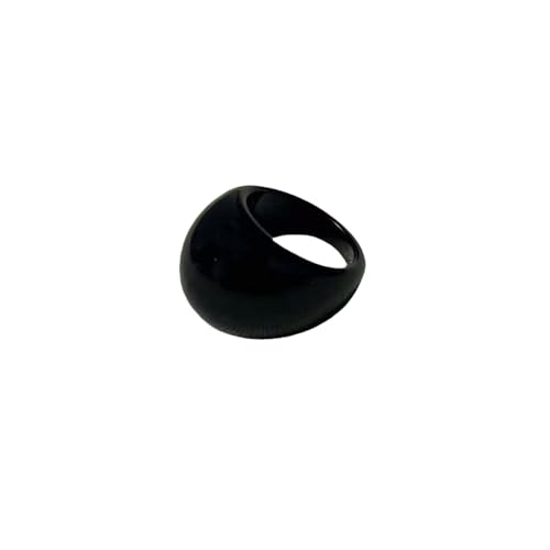 Y2k Colorful Chunky Resin Acrylic Thick Wide Dome Plastic Exaggerated Aesthetic Knuckle Rings for Women Vintage Minimalist Finger Joint Funny Cute Statement Jewelry - color: black