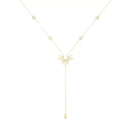 Lasso Necklace for Woman Gold And Pearl Lasso Necklace Exquisite Waterproof Adjustable Y Shaped Sun Necklaces Layered Pearl Lariat Necklaces Jewelry - color: gold