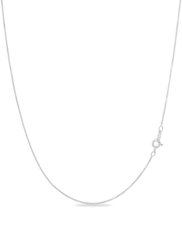KEZEF 18K Gold Plated 925 Sterling Silver Box Chain Necklace for Women, 1mm Thin & Sturdy Italian Chain Necklace, Rose Gold & Silver Available, 15/16/18/20/22/24/30 - Inch - color: Sterling Silver, size: 15 Inch