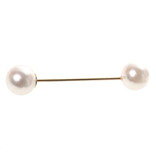 2-Piece Faux Pearl Brooch and Scarf Clip Set, Alloy Lapel Pins for Sweaters, Scarves and Formal Occasions