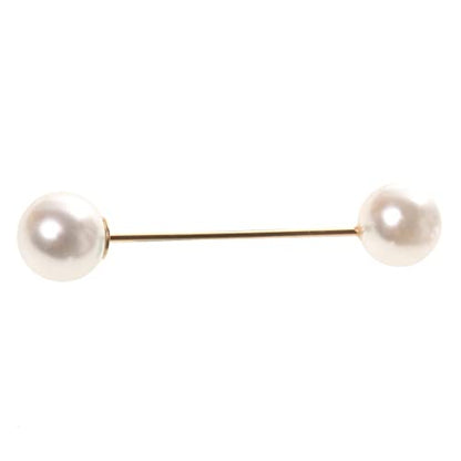 2-Piece Faux Pearl Brooch and Scarf Clip Set, Alloy Lapel Pins for Sweaters, Scarves and Formal Occasions