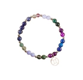 XAM 12 Zodiac Stone Beaded Bracelet - Natural Gemstone & Stainless Steel Charm Constellation Jewelry - color: C