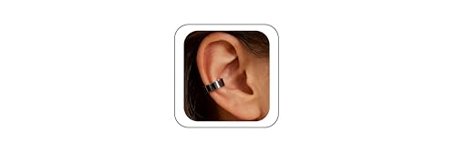 Gothic Stainless Steel Ear Cuffs Non Piercing Cartilage Clip On | Punk Emo Y2k Alt Goth Style,Men Women,Silver Fake Earring,Hypoallergenic Adjustable,Jewelry Gift,Edgy design - color: L1-Minimalist Design Black 1