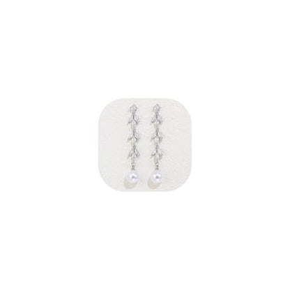 Crysdue Simulated Pearl Earrings for Women, Dainty Silver/Gold/Rose Gold Plated Cubic Zirconia Drop Dangle Earrings Wedding Jewelry for Bride Bridesmaid - style: D_CZ+pearl, gold