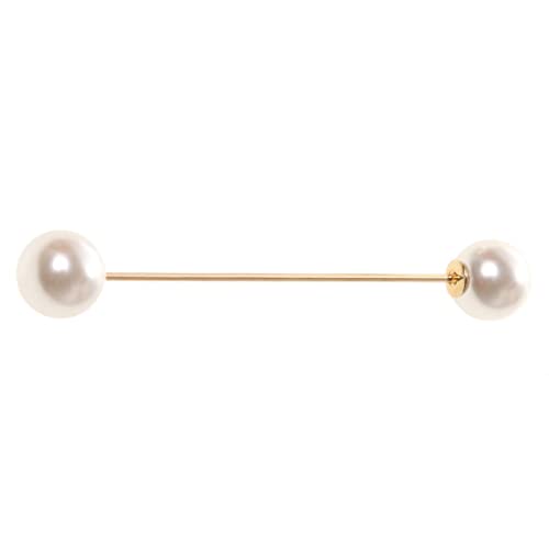 2-Piece Faux Pearl Brooch and Scarf Clip Set, Alloy Lapel Pins for Sweaters, Scarves and Formal Occasions