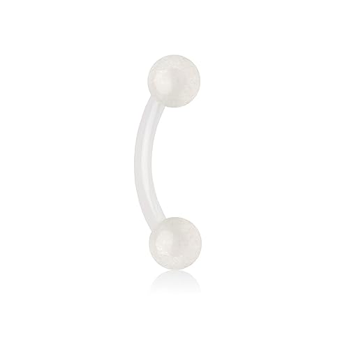 16g 8mm Daith Earring, Eyebrow Ring and Rook Piercing Jewelry, Acrylic Glow-in-The-Dark Retainer - style: Clear